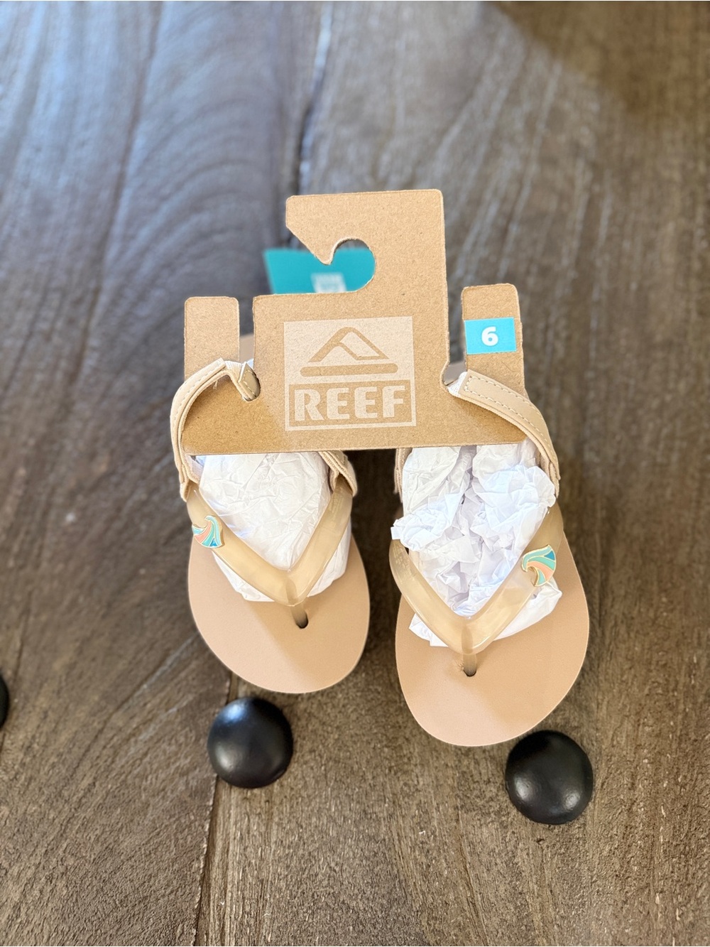 NWT Reef Little Charming Toddler Flip Flops Size 6 Tan Beach Sandals Summer Shoe - Picture 3 of 11